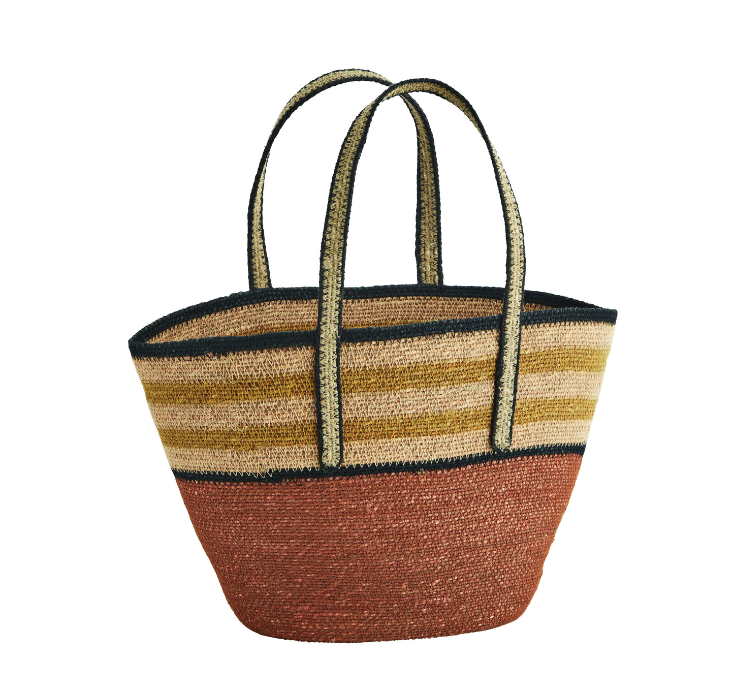 Madam Stoltz - Seagrass strandtaske | Orange/hamp/sort
