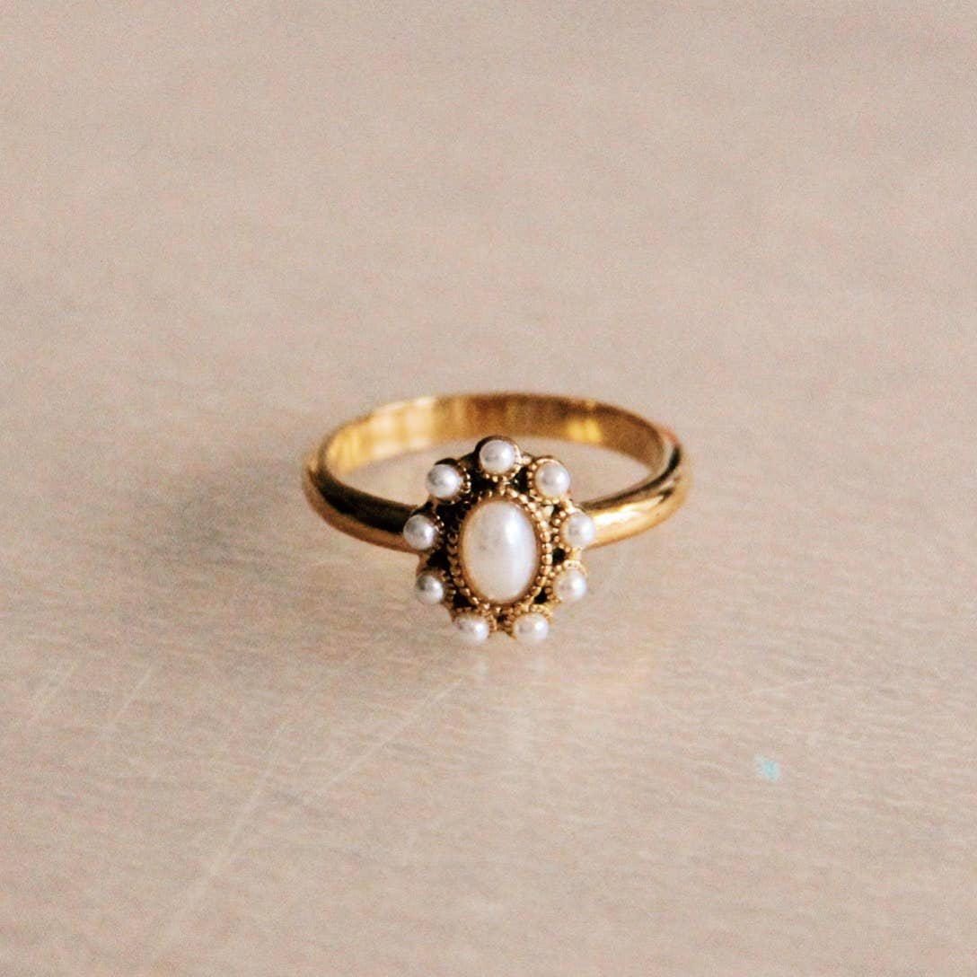 Bazou - Vintage ring | Hvid/Guld