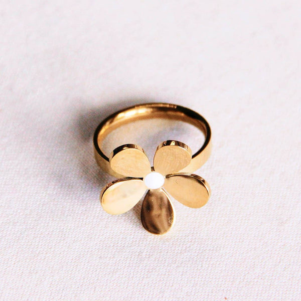 Ring med blomst | Guld